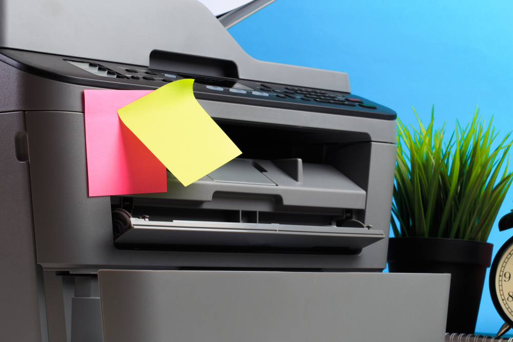 Printer, copier, scanner on color background